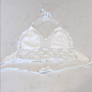 White crotchet halter top